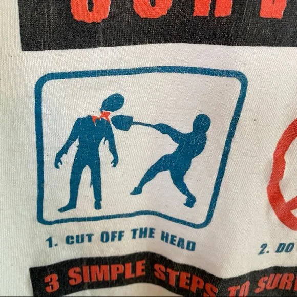 Vintage 90s Tshirt Zombie Survival Guide Crewneck Short Sleeves Mens Small - Picture 5 of 10